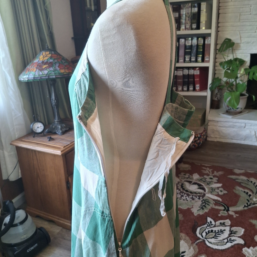 Maeve Anthropology Green and White Checkered Dress Size 10 - Picture 7 of 13